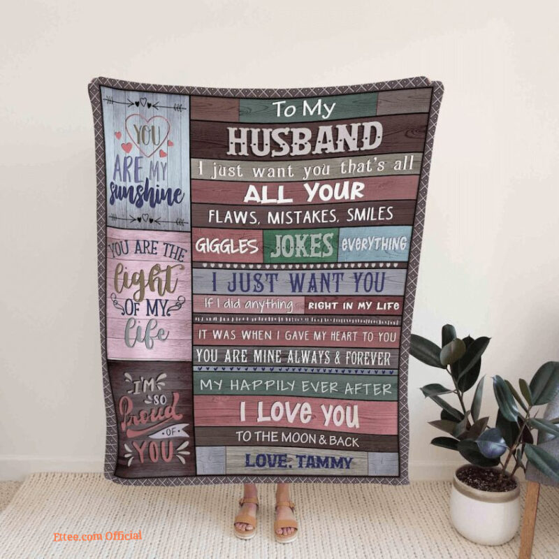 To My Husband Customized Name Quilt Blanket. Light And Durable. Soft To Touch