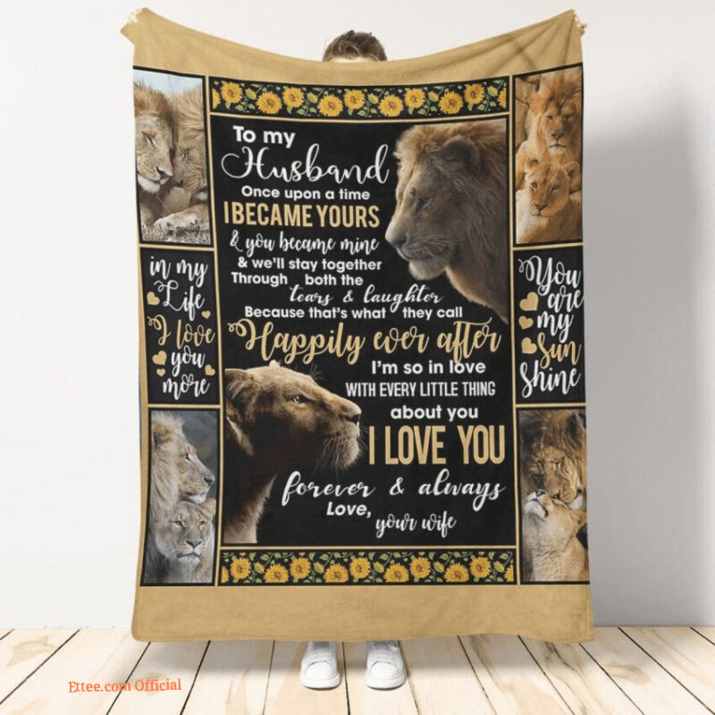 gift for husband blanket wife to husband you are my sunshine lion blanket