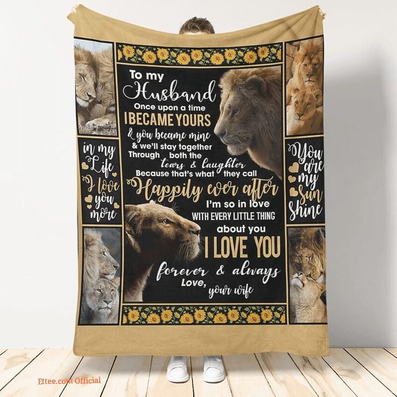 gift for husband blanket wife to husband you are my sunshine lion blanket - Super King - Ettee