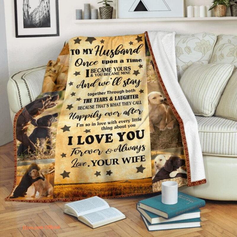 i love you husband labrador quilt blanket foldable and compact