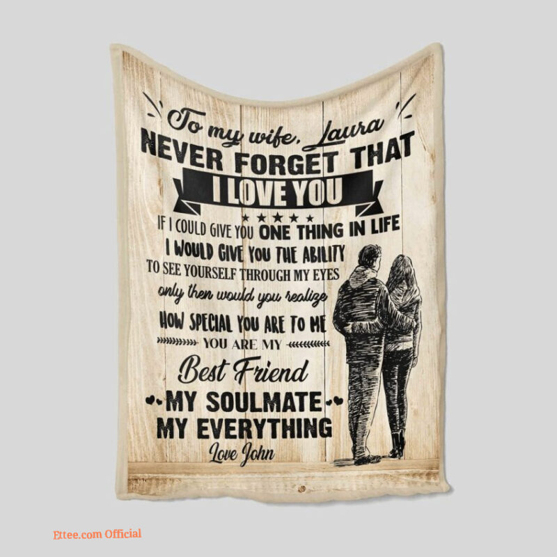 To My Wife Customized Name Quilt Blanket Couple For Gift Valentine