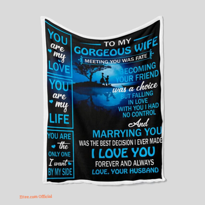 To My Wife Customized Name Quilt Blanket Couple. Foldable And Compact