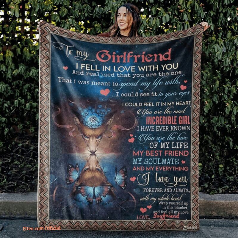 To My Girlfriend I Fell In Love With You Fox Butterfly Quilt Blanket - Super King - Ettee
