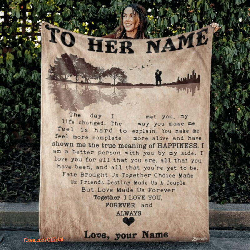 Valentine To My Wife The Day I Met You Heart Customized Name Quilt Blanket