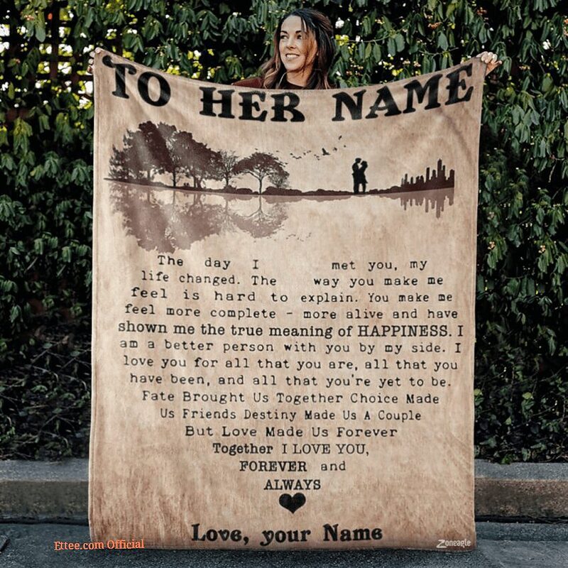 Valentine To My Wife The Day I Met You Heart Customized Name Quilt Blanket - Super King - Ettee