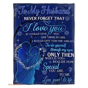 to my husband blanket fleece love your wife gift for husband family - Super King - Ettee