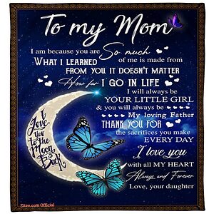 To The Moon Back I Love Mom Quilt Blanket. Light And Durable. Soft To Touch - Super King - Ettee