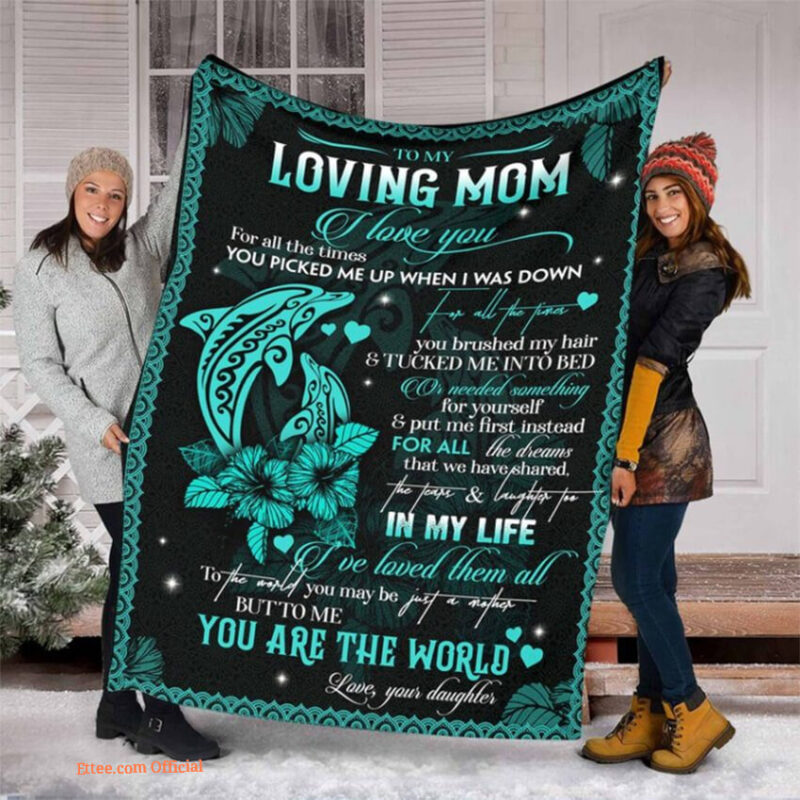 To My Loving Mom Dolphin Quilt Blanket. Light And Durable. Soft To Touch