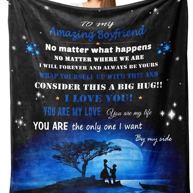 Valentine To My Boyfriend Quilt Blanket. Lightweight And Smooth Comfort