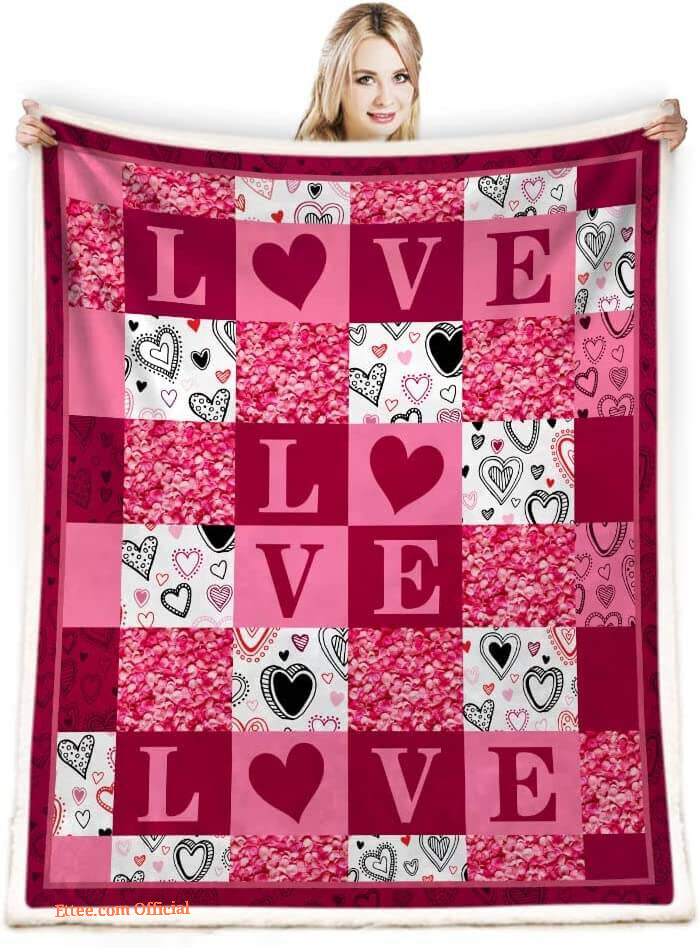 Valentine's Day Quilt Blanket For Women Anniversary. Foldable And Compact