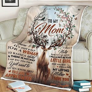 To My Mother Deer Flower Fleece Quilt Blanket. Light And Durable - Super King - Ettee