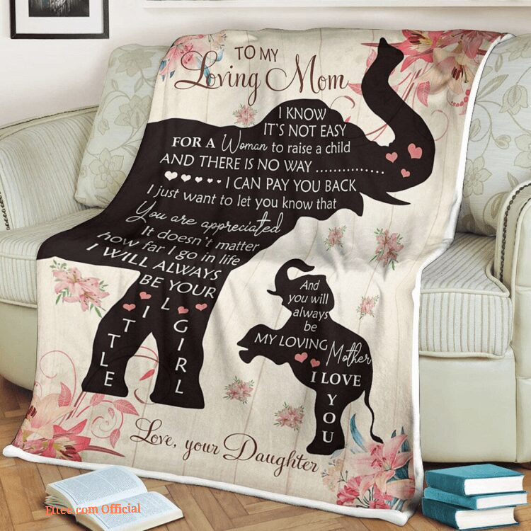To My Mother Elephant Quilt Blanket Gift For Family. Foldable And Compact