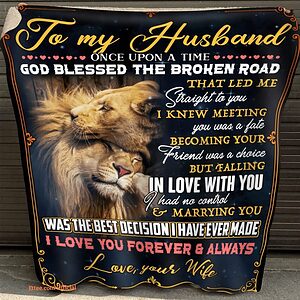 to my husband i love you forever always lion fleece blanket gift for couple - Super King - Ettee