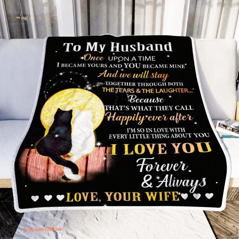 to my husband i love you forever and always cat couple fleece blanket for valentines