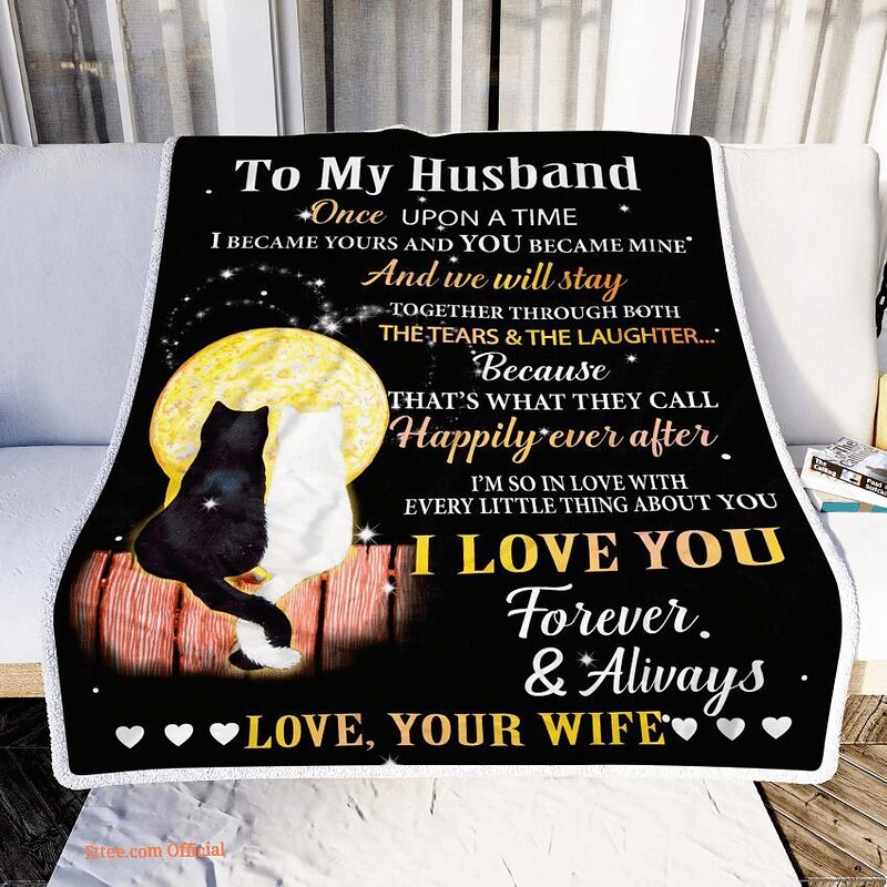 to my husband i love you forever and always cat couple fleece blanket for valentines