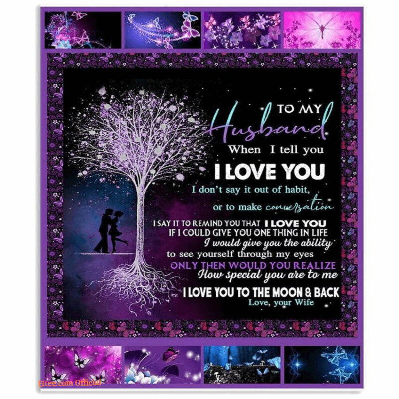 to my husband i love you to the moon and back fleece blanket