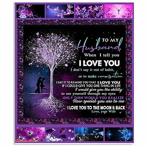 to my husband i love you to the moon and back fleece blanket - Super King - Ettee