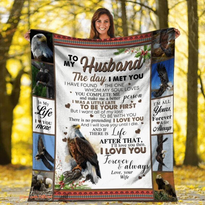 to my husband in my life i love you more eagle fleece blanket
