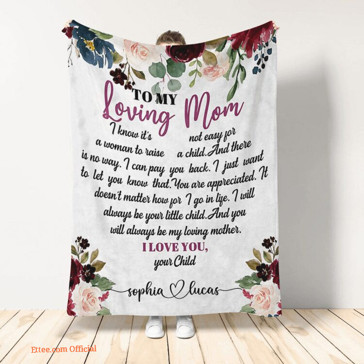 To My Loving Mom I Love You Your Child Quilt Blanket. Foldable And Compact