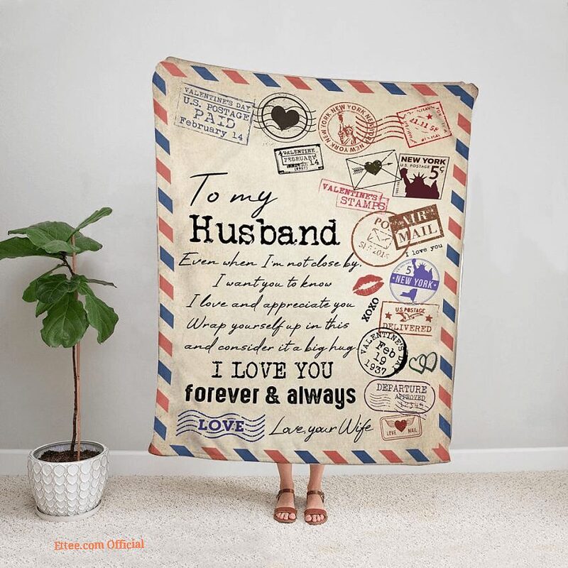 airmail wife to my husband wrap yourself fleece blanket - Super King - Ettee