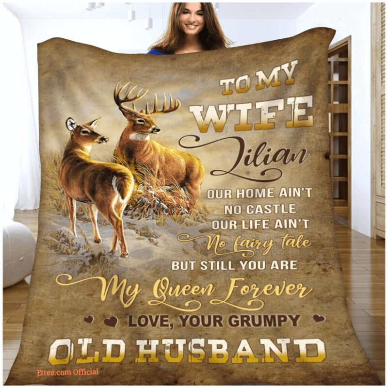 gift for wife blanket deer couple to my wife still you are my queen
