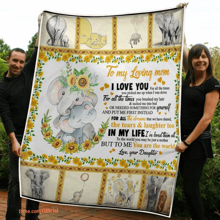To My Mom Elephants Sunflower You Are The World Quilt Blanket
