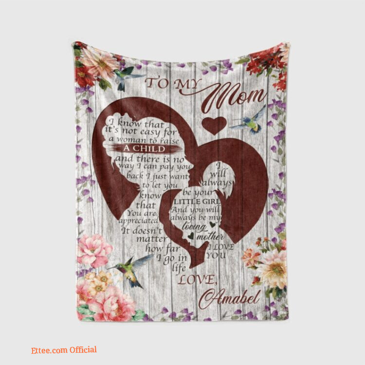 To My Mom I Love You Flower Customized Name Hummingbird Quilt Blanket