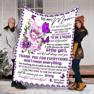 To My Mom Flower Butterfly Quilt Blanket. Light And Durable. Soft To Touch - Super King - Ettee