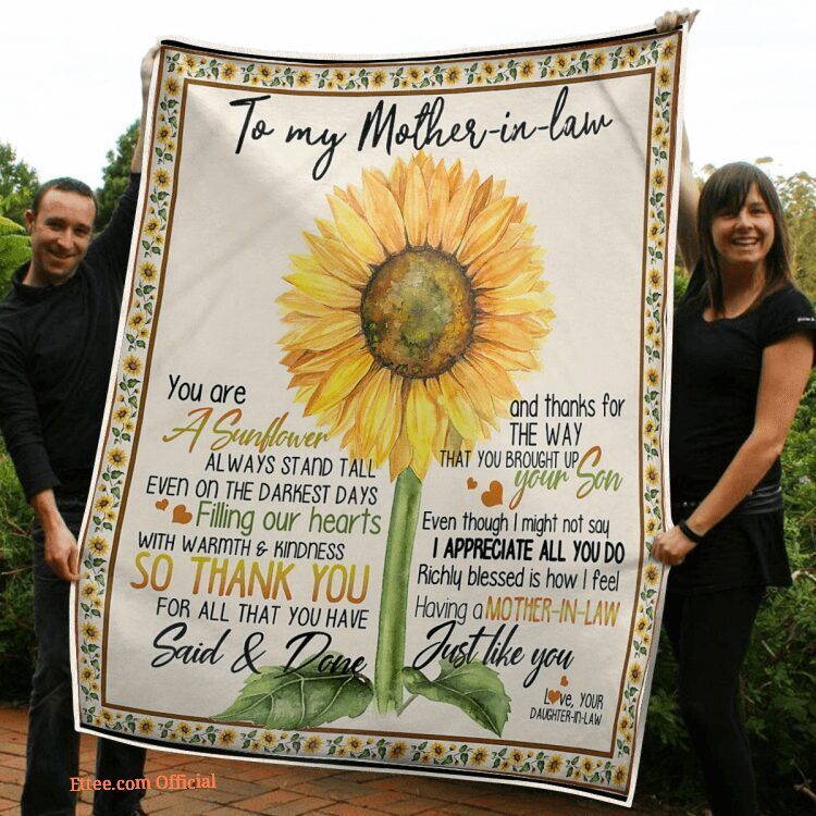 To My Mother In Law Sunflower Warmth And Kindness Quilt Blanket