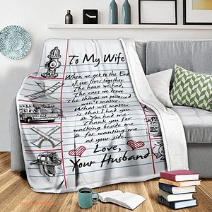 gift for wife blanket to my wife fireman firefighter family - Super King - Ettee