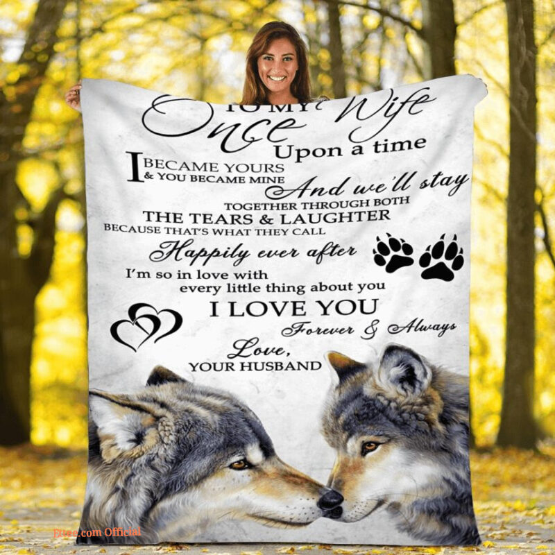 gift for wife blanket to my wife i love you forever always wolf