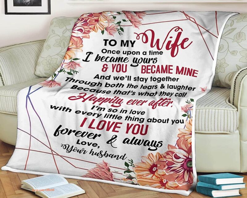 To My Wife Love Your Husband Quilt Blanket Valentines Customized Name
