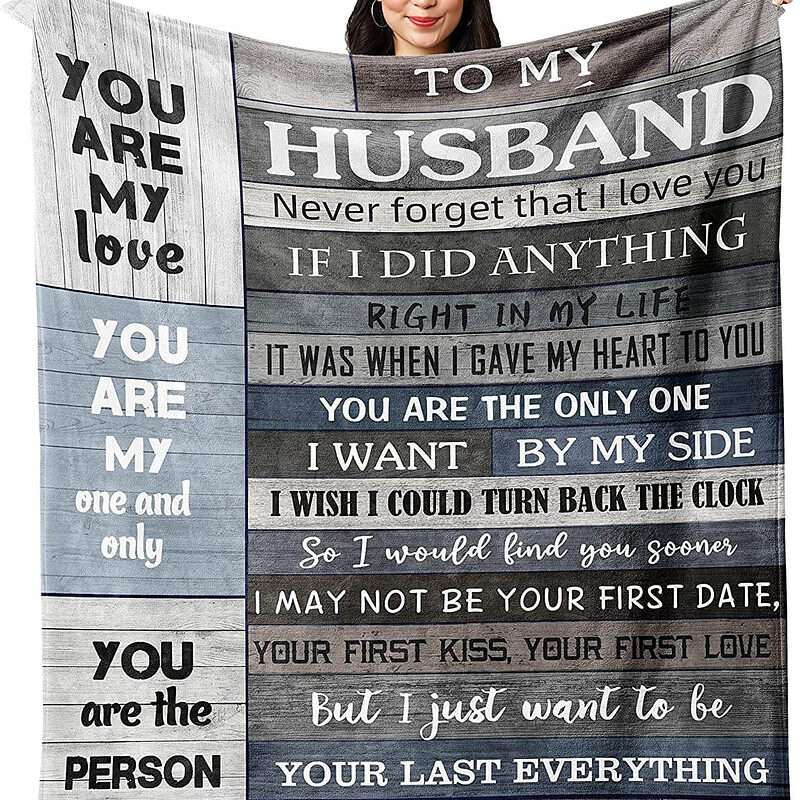 To My Husband Quilt Blanket Gift For Valentine's Day. Foldable And Compact - Super King - Ettee