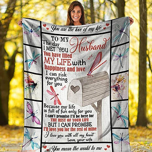 Dragonfly To My Husband Gift for Wife Women Quilt Blanket. Foldable And Compact - Ettee - compact