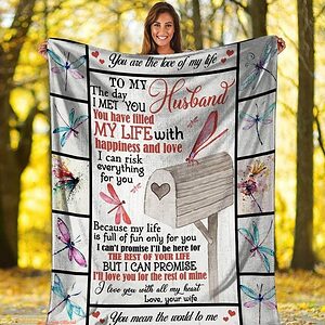 Dragonfly To My Husband Gift for Wife Women Quilt Blanket. Foldable And Compact - Super King - Ettee