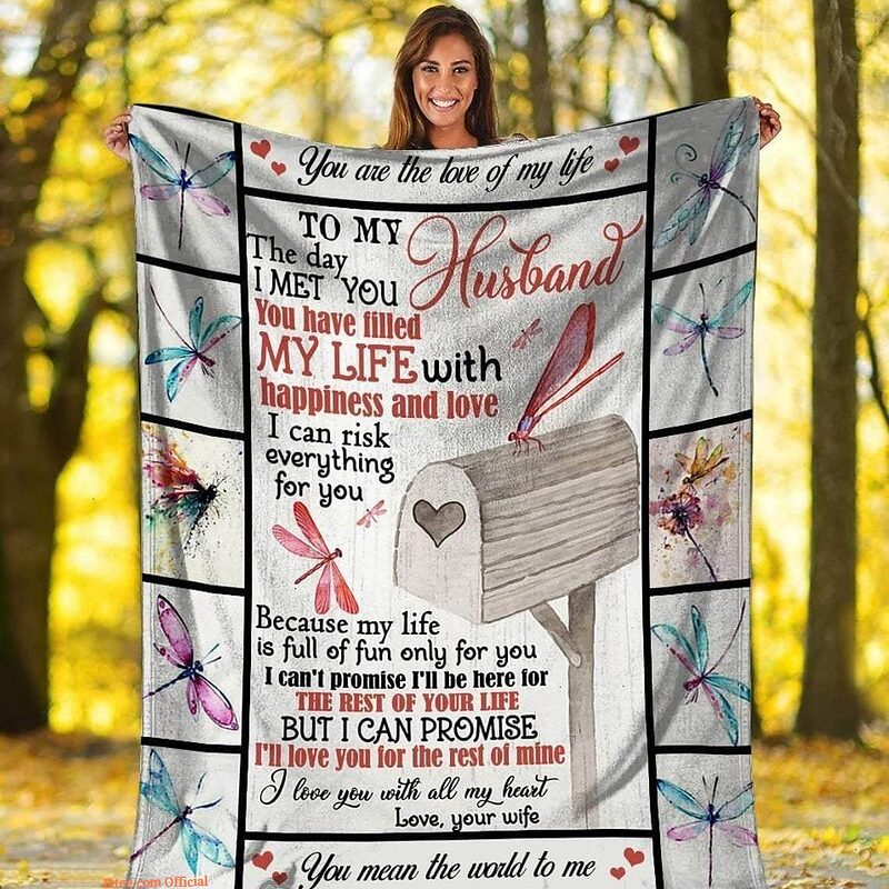 Dragonfly To My Husband Gift for Wife Women Quilt Blanket. Foldable And Compact - Super King - Ettee