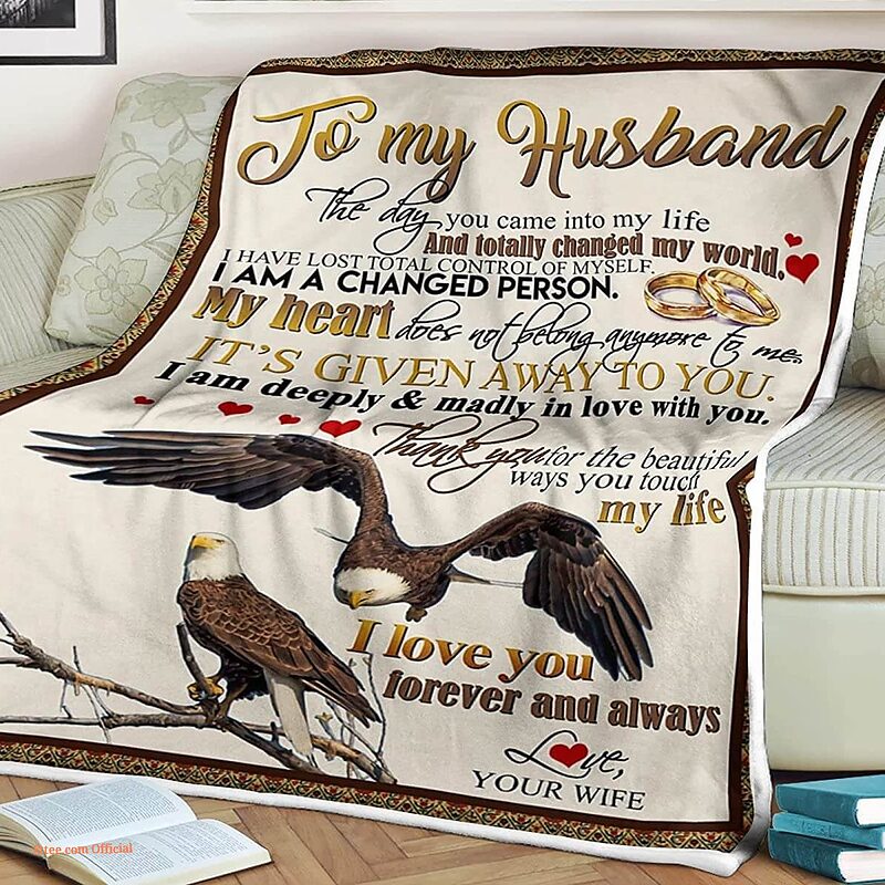 Eagles and Ring Couple Quilt  Blanket To My Husband. Foldable And Compact - Super King - Ettee