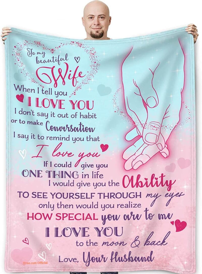 To My Beautiful Wife Quilt Blanket From Husband Valentine's Day