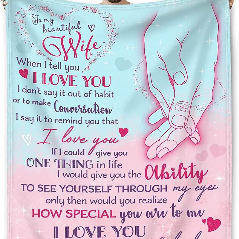 To My Beautiful Wife Quilt Blanket From Husband Valentine's Day - Super King - Ettee