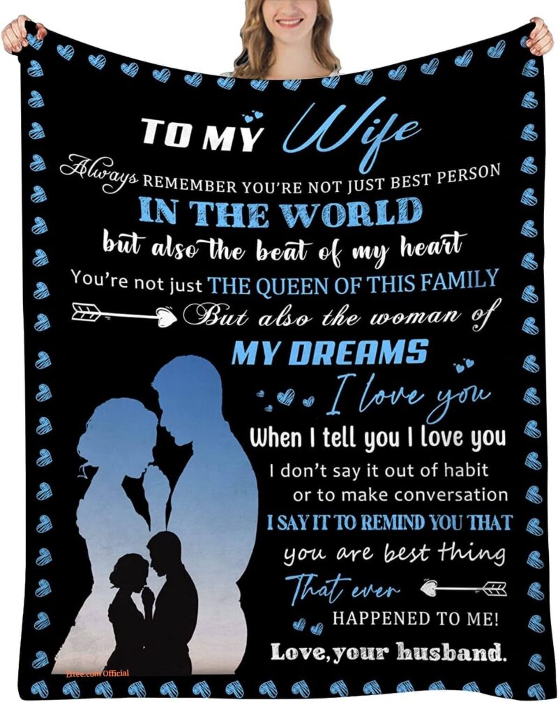 To My Wife Valentine's Day Quitl Blanket. Light And Durable. Soft To Touch