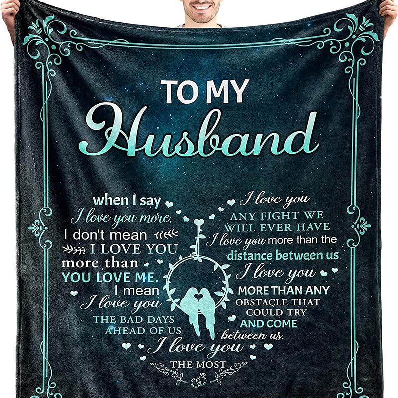 Valentine To My Husband Quilt Blanket Gift For Wife. Light And Durable - Super King - Ettee