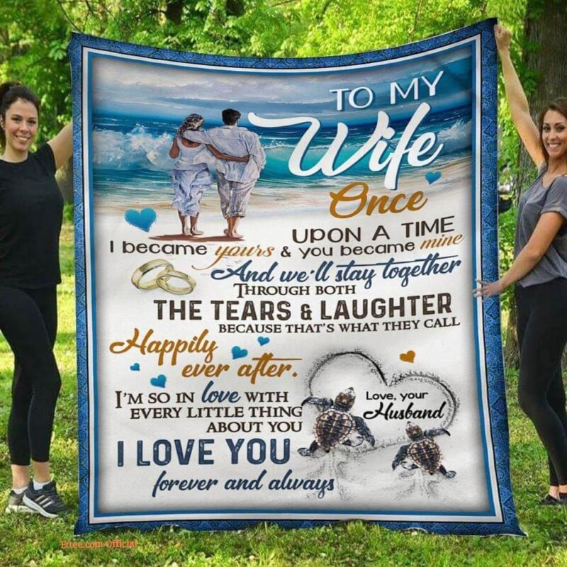 I Love You Forever & Always Turtles Love Beach Husband To Wife Quilt Blanket