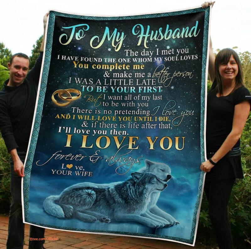 My Husband Wolf Couple You Complete Me Gift From Wife Quilt Blanket
