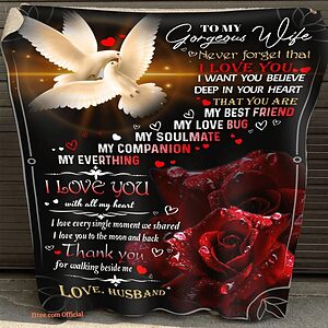 gift for wife blanket to my wife i love you with all my heart - Super King - Ettee