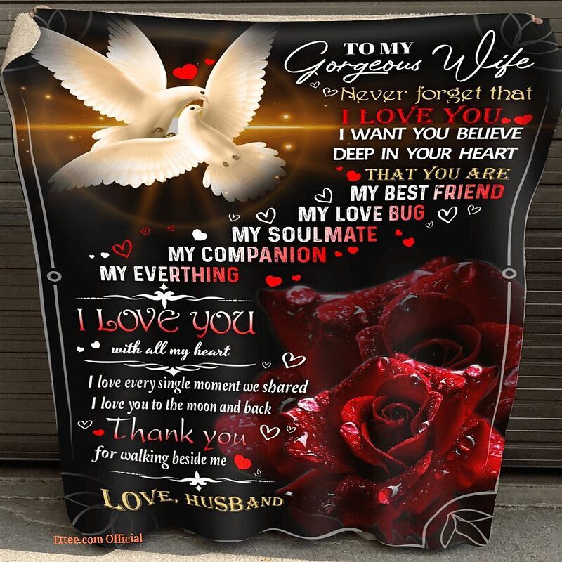 gift for wife blanket to my wife i love you with all my heart - Super King - Ettee