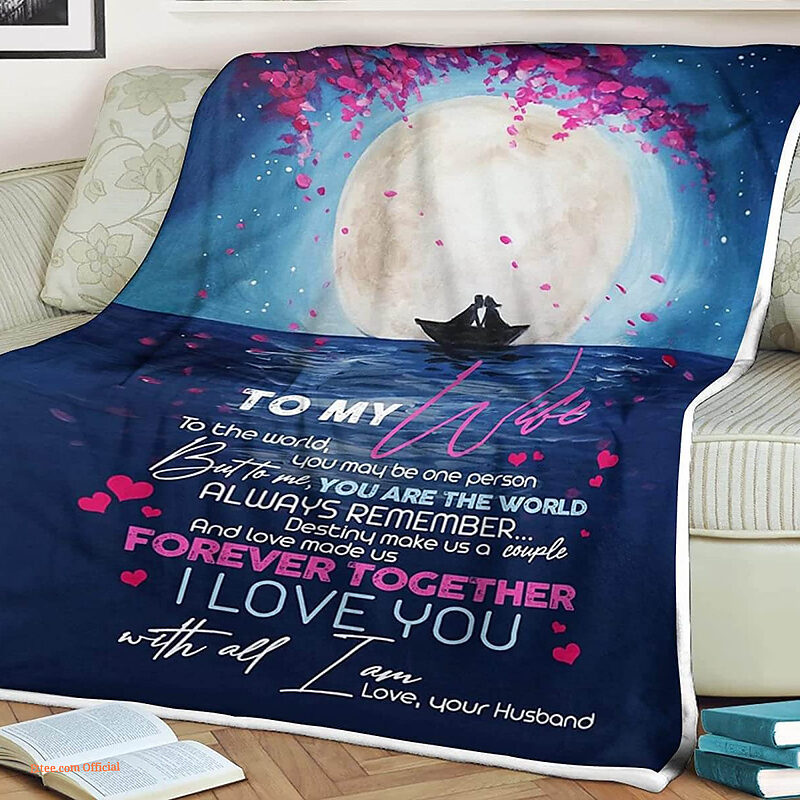 Romantic Moon Couples Quilt Blanket To My Wife. Foldable And Compact - Super King - Ettee