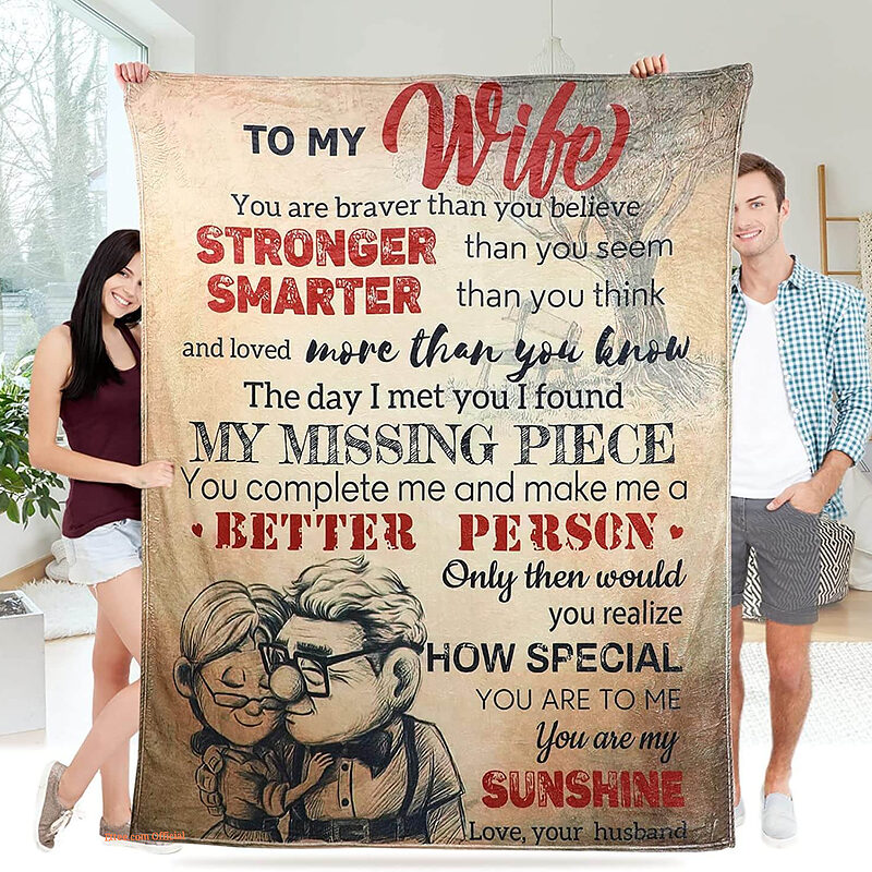 To My Wife Gifts From Husband Quilt Blanket For Wife Valentine's Day - Super King - Ettee
