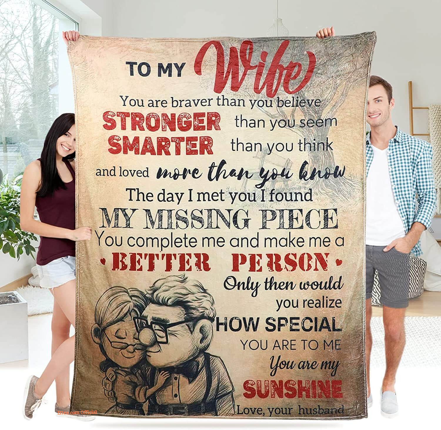 To My Wife Gifts From Husband Quilt Blanket For Wife Valentine's Day - Super King - Ettee