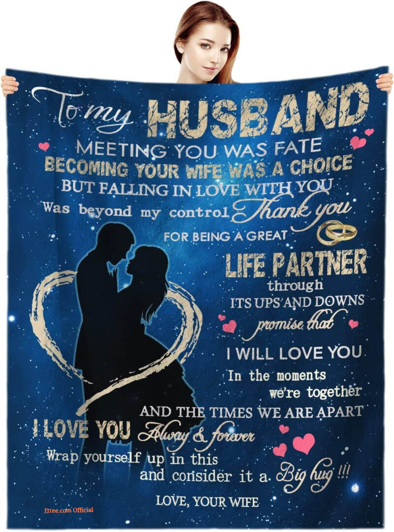 Valentine To My Husband Quilt Blanket From Wife. Foldable And Compact