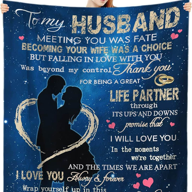 Valentine To My Husband Quilt Blanket From Wife. Foldable And Compact - Super King - Ettee